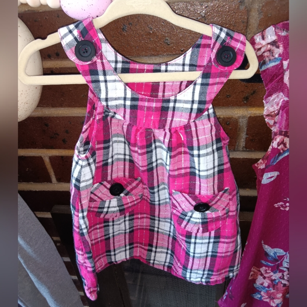 EUC Girls Kids Korner Baby Plaid Jumper Dress 18M